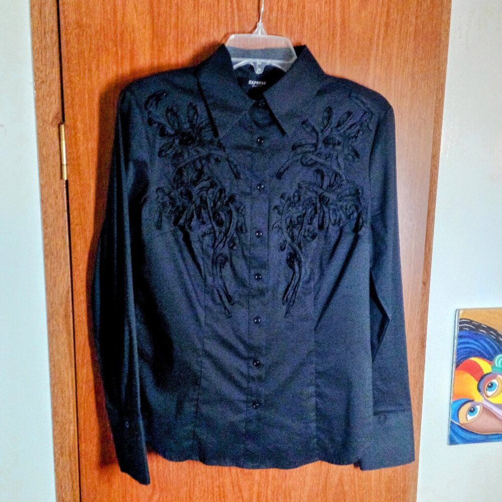 Express Stretch Womens Long Sleeve Blouse
